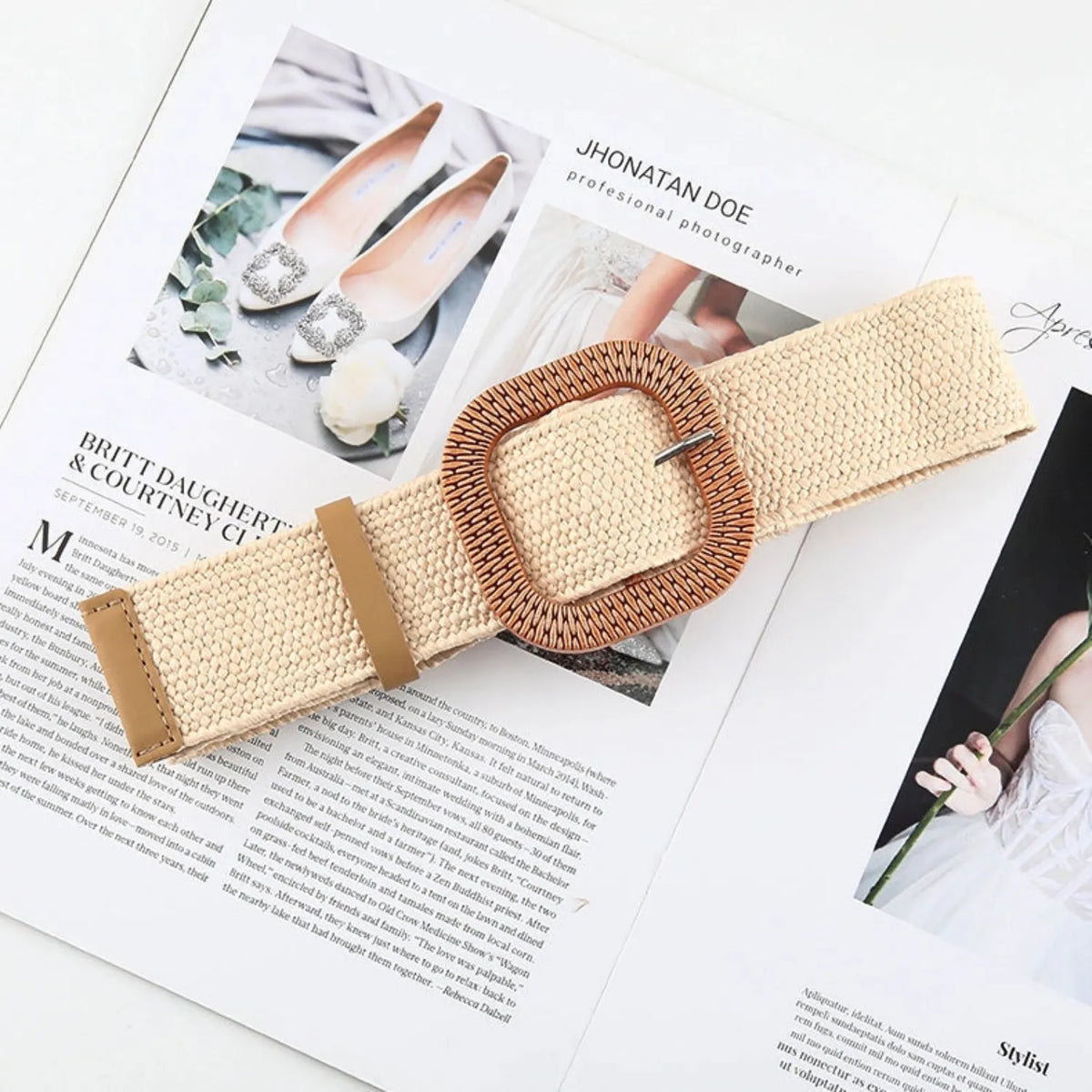 Gympie Saddleworld & Country Clothing Womens Belts White Woven Belt with Square Buckle
