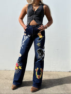 Gympie Saddleworld & Country Clothing Womens Jeans 26x31 / Dark Wash High Rise Jeans Womens Rodeo Patch Wide Leg