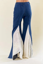 Gympie Saddleworld & Country Clothing Womens Jeans Denim Bell Bottom Jeans with Lace Insert