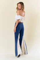 Gympie Saddleworld & Country Clothing Womens Jeans Denim Bell Bottom Jeans with Lace Insert