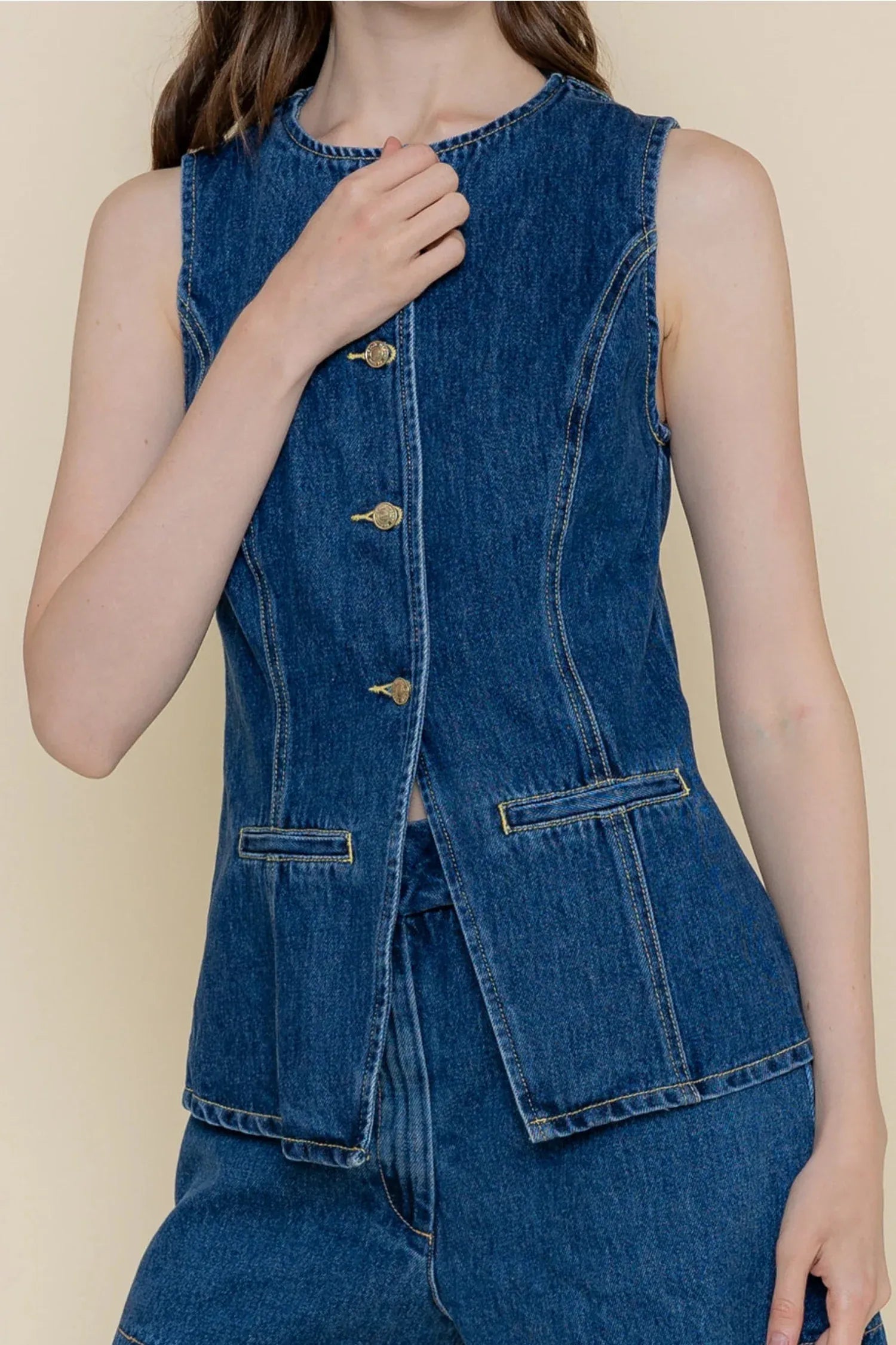 Gympie Saddleworld & Country Clothing Womens Shirts Vest Top Womens Denim Retro Contrast