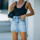 Gympie Saddleworld & Country Clothing Womens Shorts- Skirts - Dresses Mini Skirt Womens Distressed Raw Hem
