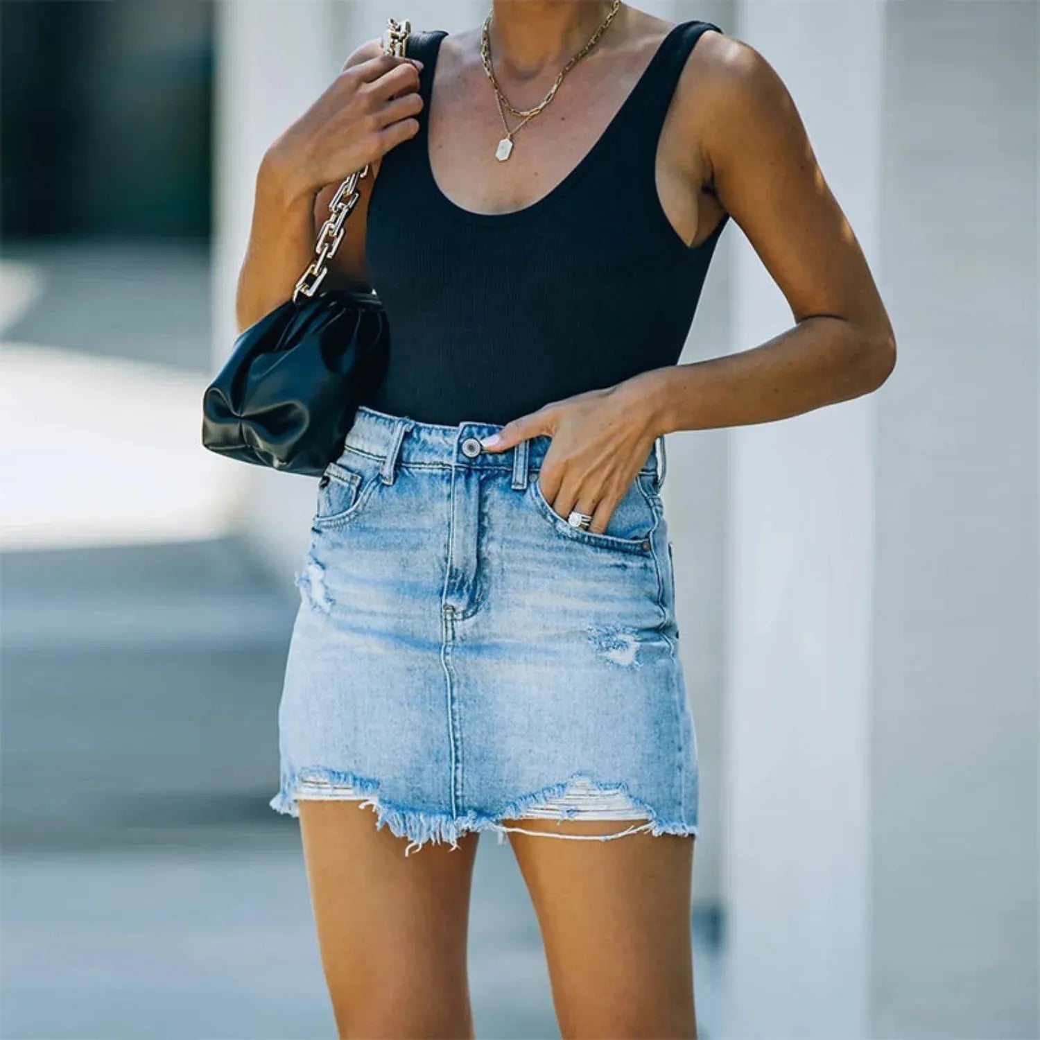Gympie Saddleworld & Country Clothing Womens Shorts- Skirts - Dresses Mini Skirt Womens Distressed Raw Hem