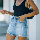 Gympie Saddleworld & Country Clothing Womens Shorts- Skirts - Dresses Mini Skirt Womens Distressed Raw Hem