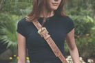 Gympie Saddleworld Handbags & Wallets Dark Brown Leather Tooled Bag Strap with Buckle