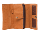 Gympie Saddleworld Handbags & Wallets Tan/White Cowhide Trifold Wallet