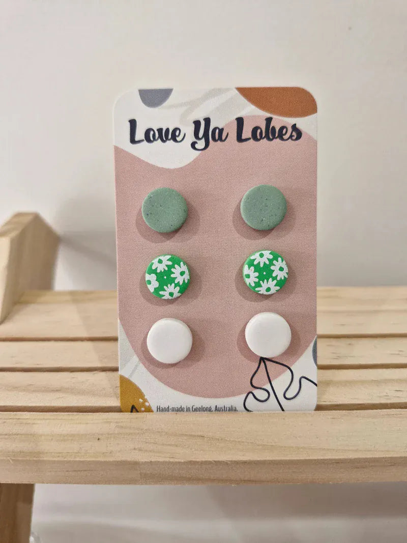 Gympie Saddleworld Jewellery Earrings Olivia Triple Stud Pack Gingham