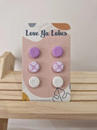 Gympie Saddleworld Jewellery Lilac Earrings Olivia Triple Stud Pack Gingham