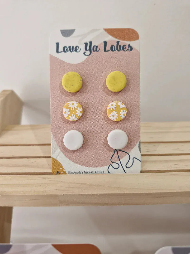 Gympie Saddleworld Jewellery Ochre Earrings Olivia Triple Stud Pack Gingham