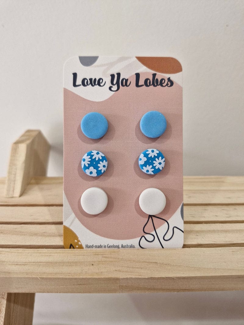 Gympie Saddleworld Jewellery Robins Egg Earrings Olivia Triple Stud Pack Gingham
