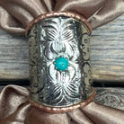 Gympie Saddleworld Jewellery Silver Engraved Scarf Slide Small Flower with Turquoise