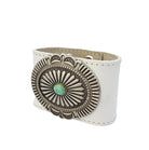 Gympie Saddleworld Jewellery White Genuine Leather Cuff with Oval Concho