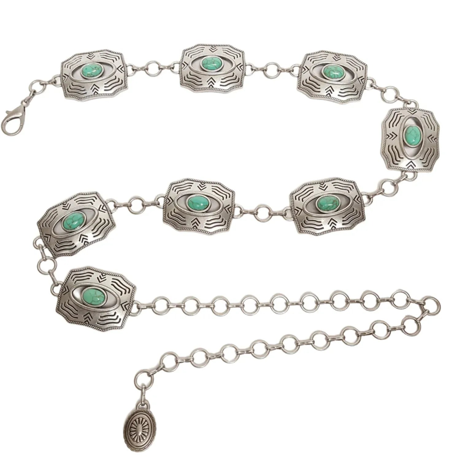 Gympie Saddleworld Womens Belts Silver Western Belt Rectangular Concho with Stones