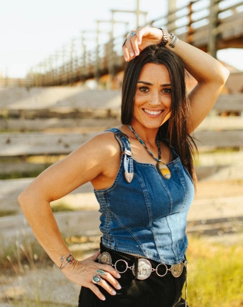 Gympie Saddleworld Womens Shirts Denim Top Womens Corset with Buckle
