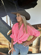 Gympie Saddleworld Womens Shirts OSFM / Hot Pink/White Gingham Shirt Womens Oversized