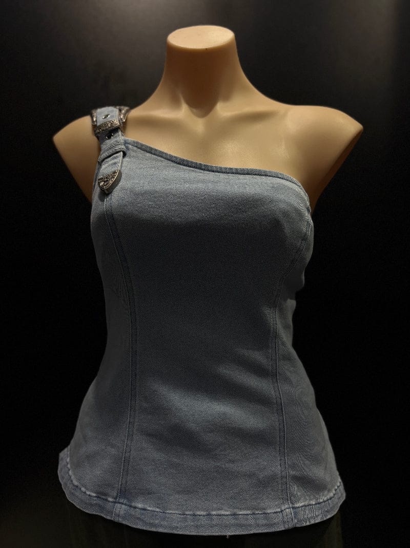 Gympie Saddleworld Womens Shirts S / Light Wash Denim Top Womens Front Buckle