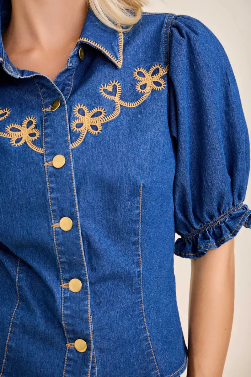 Gympie Saddleworld Womens Shirts Western Shirt Womens Retro Embroidered