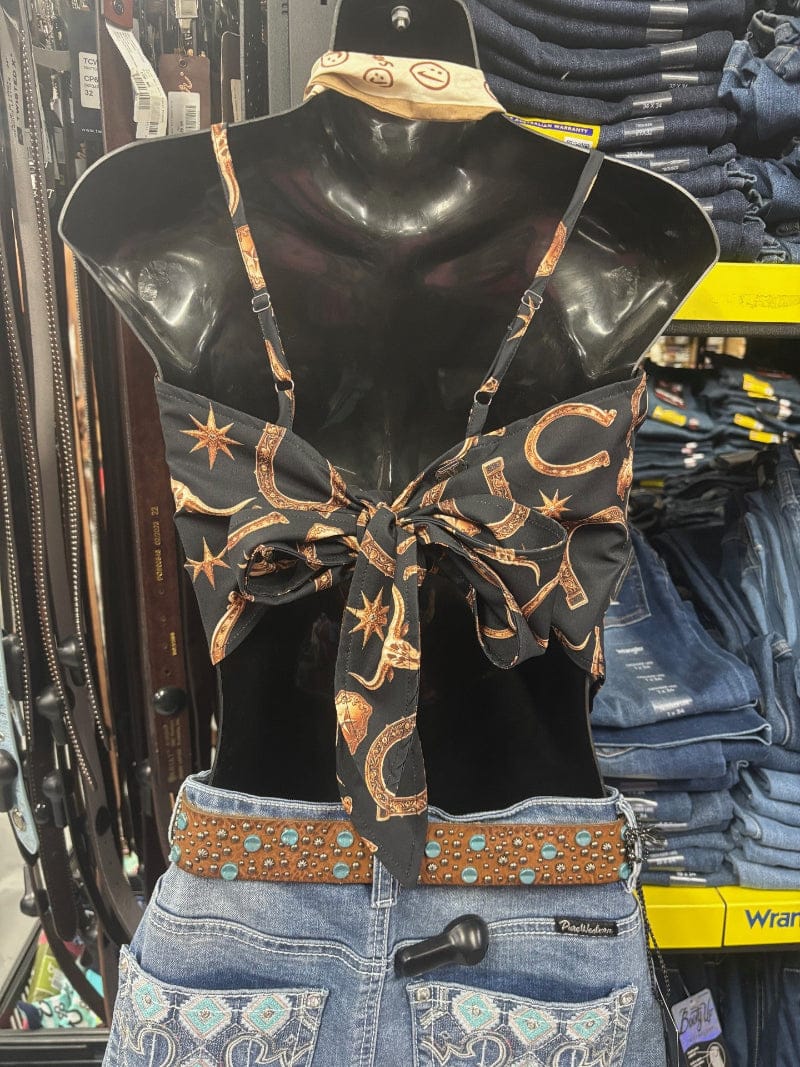 Gympie Saddleworld Womens Shirts Western Top Womens Horse Shoe Print