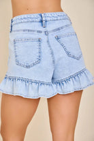 Gympie Saddleworld Womens Shorts- Skirts - Dresses Denim Shorts Womens Lace Up Ruffle