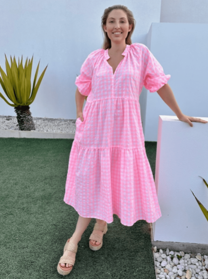 Gympie Saddleworld Womens Shorts, Skirts & Dresses OSFM / Pink/White Gingham Dress Womens Light-Weight Oversized