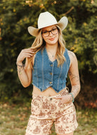 Gympie Saddleworld Womens Shorts- Skirts - Dresses Womens Shorts Western Print Denim