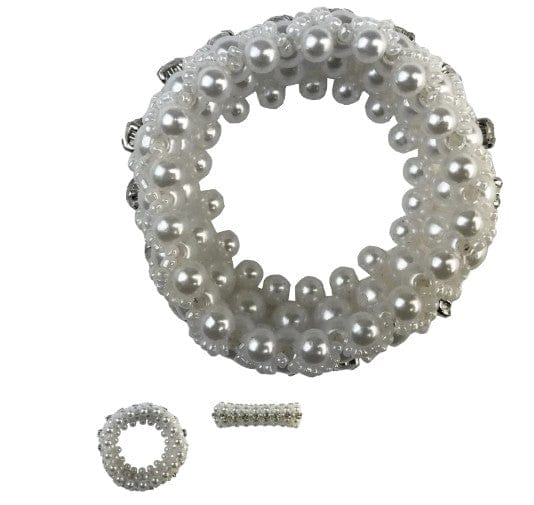 Hamag Hair Accessories M / White Hamag Hair Scrunchie Pearls with Beads and Crystals
