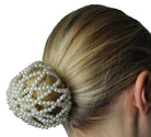 Hamag Hair Accessories Pearl Bun Hair Net with Crystals