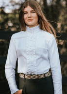 Hampton and Harlow Equestrian Womens Shirts 06 / White HH Equestrian Shirt Womens Frill