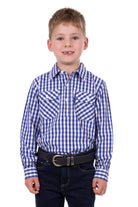 Hard Slog Kids Shirts 02 / Blue/White Hard Slog Shirt Boys Denny Half Button