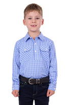 Hard Slog Kids Shirts 02 / Blue/White Hard Slog Shirt Boys Ron Half Button