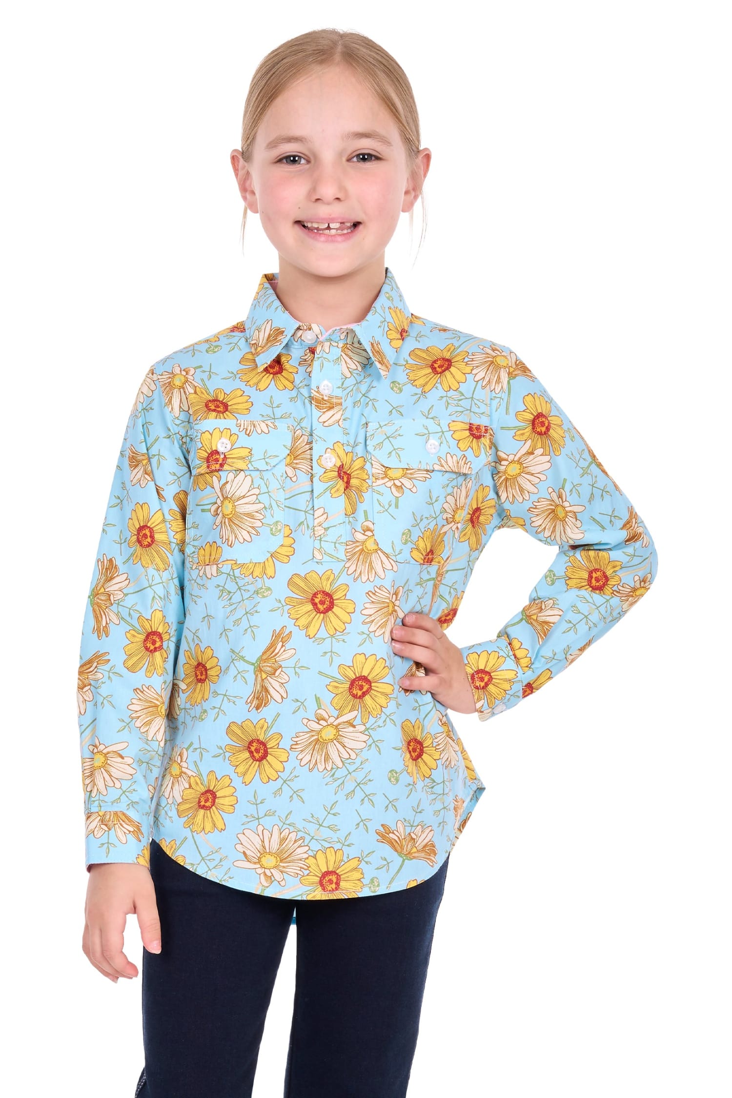 Hard Slog Kids Shirts 04 / Blue/Yellow Hard Slog Shirt Kids Sunday Half Button