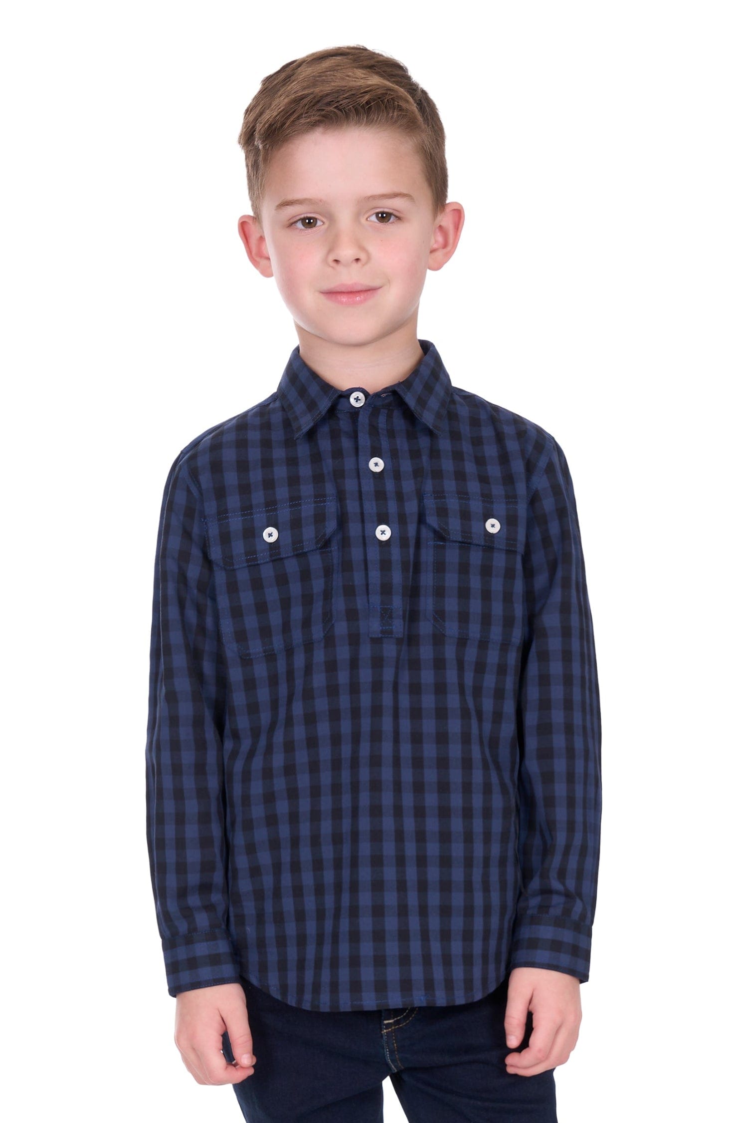 Hard Slog Kids Shirts 04 / Navy/Black Hard Slog Shirt Boys Nash Half-Button