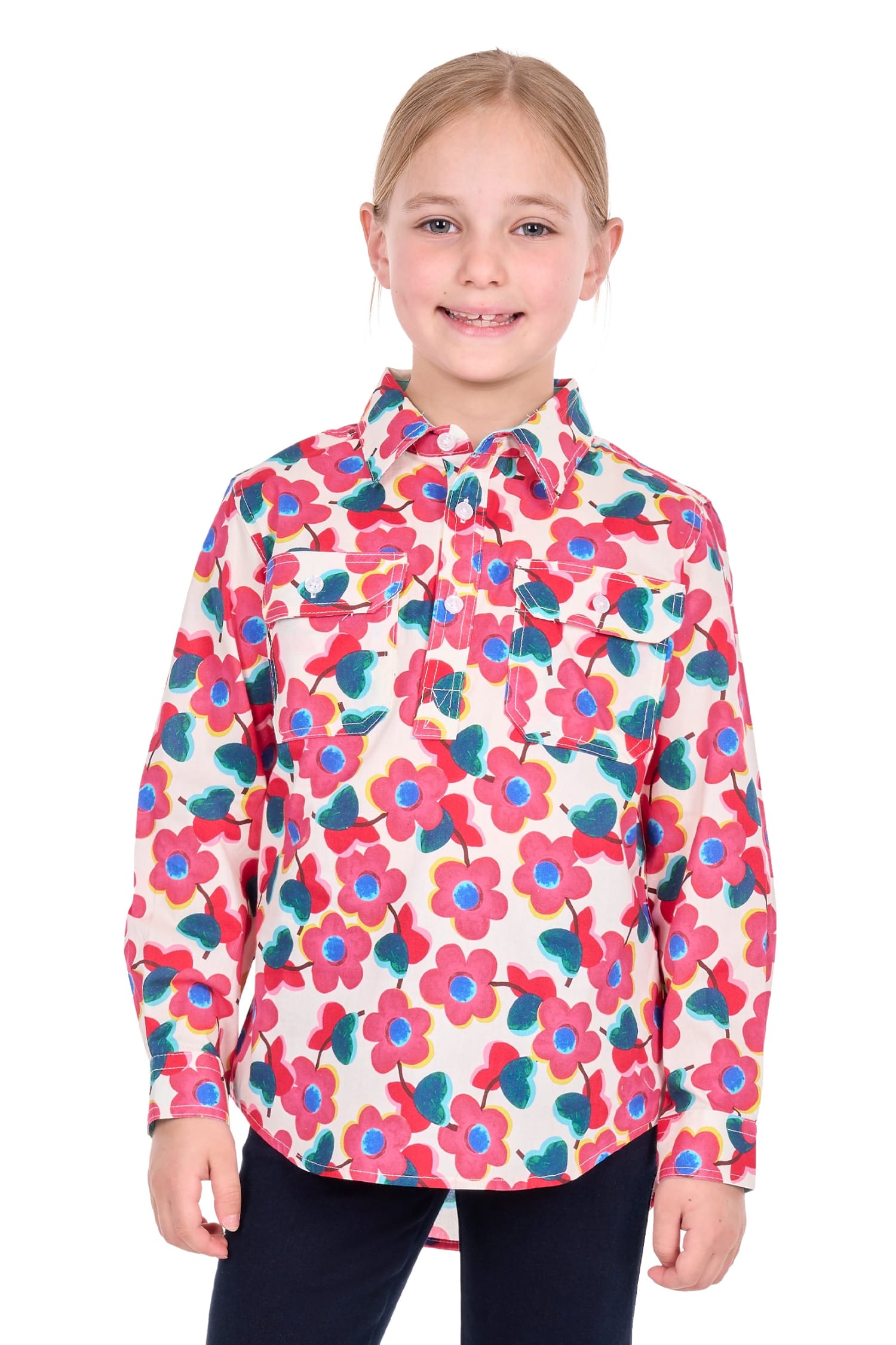 Hard Slog Kids Shirts 04 / Pink/Multi Hard Slog Shirt Kids Lorri Half Button