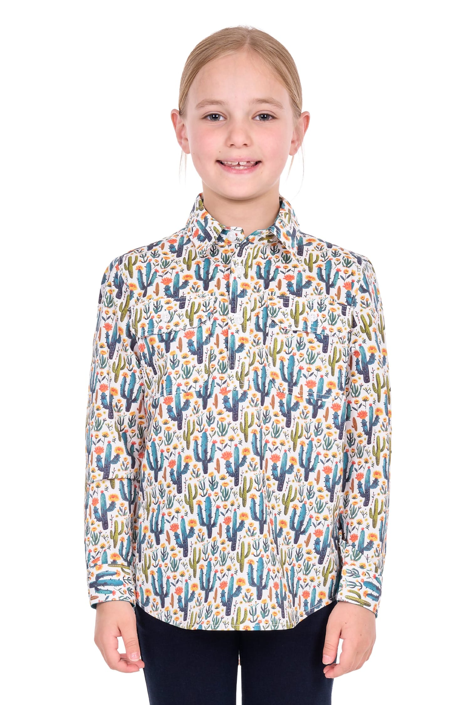 Hard Slog Kids Shirts 04 / Teal/Green Hard Slog Shirt Kids Alba Half Button