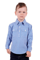 Hard Slog Kids Shirts 06 / Blue/White Hard Slog Shirt Kids DevIn Half Button