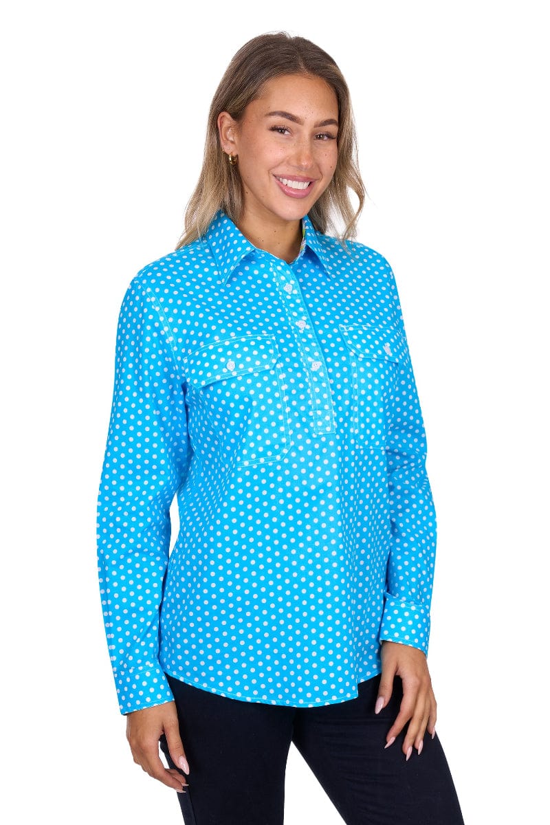 Hard Slog Womens Shirts 08 / Blue Hard Slog Shirt Womens Sia 1/2 Button