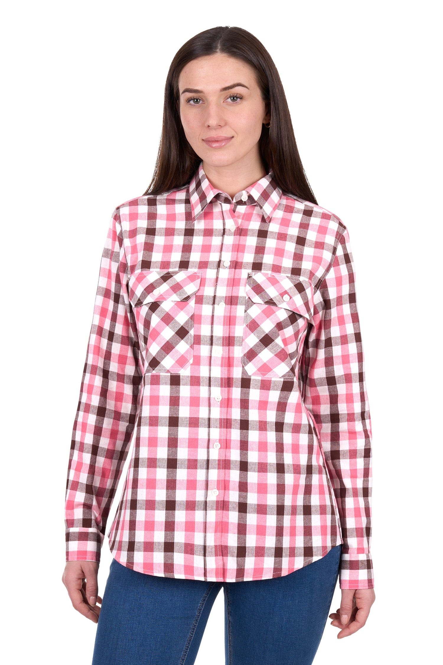 Hard Slog Womens Shirts 08 / Pink Hard Slog Shirt Womens Rachel Full Button