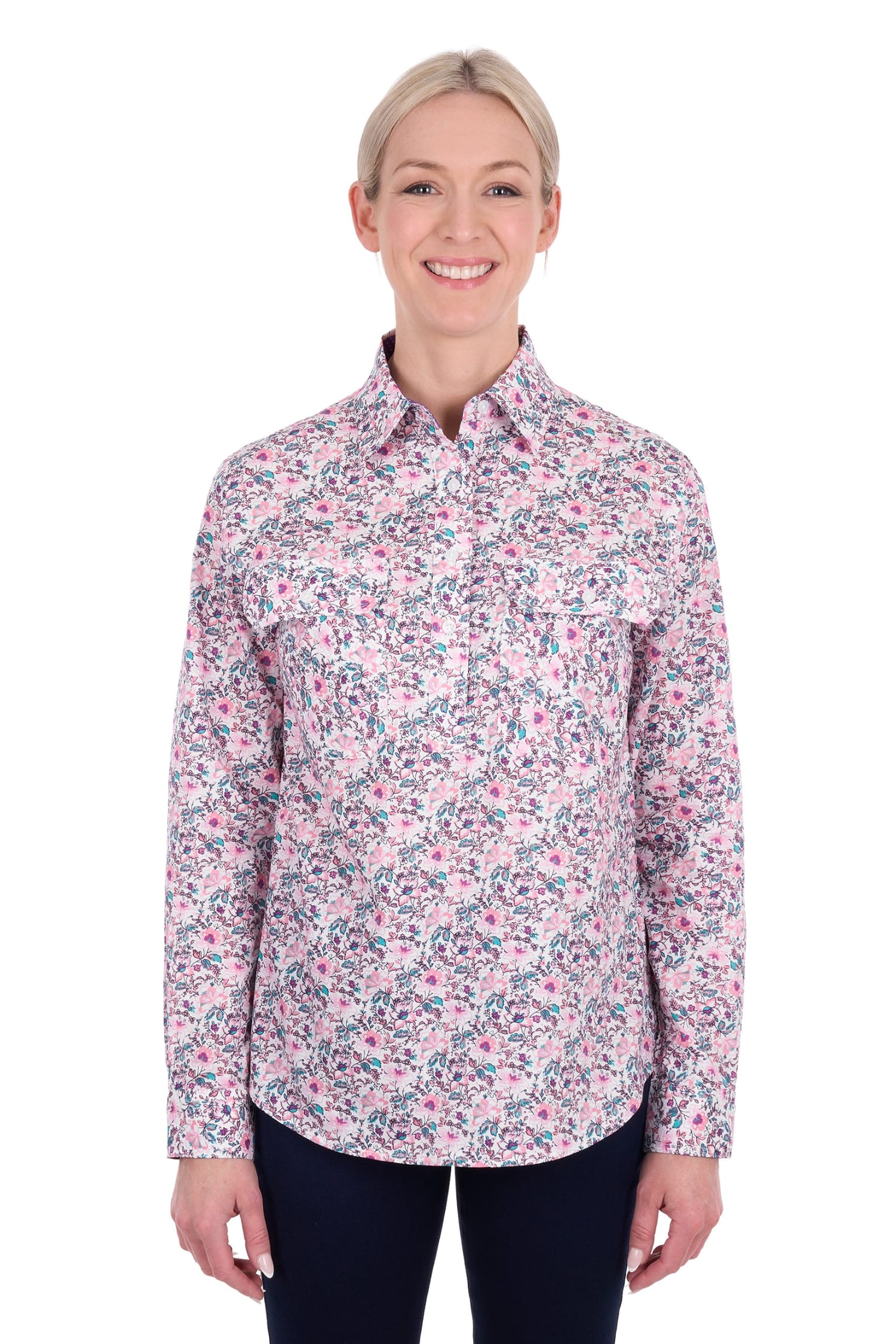 Hard Slog Womens Shirts 10 / Multi Hard Slog Shirt Womens Joyce Half Button