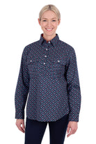 Hard Slog Womens Shirts 10 / Navy Hard Slog Shirt Womens Fiora Half Button