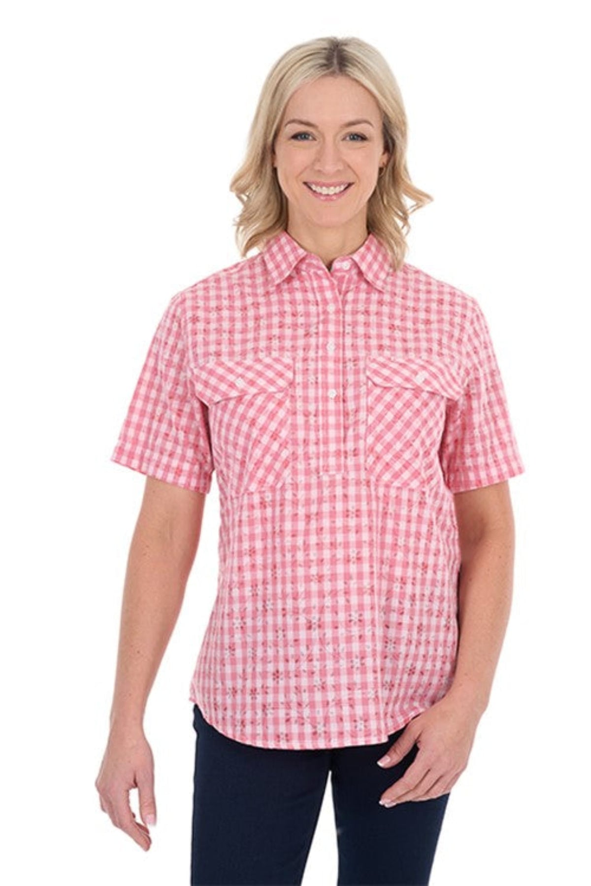 Hard Slog Womens Shirts 10 / Rose Pink Hard Slog Shirt Womens Raquel Half Button