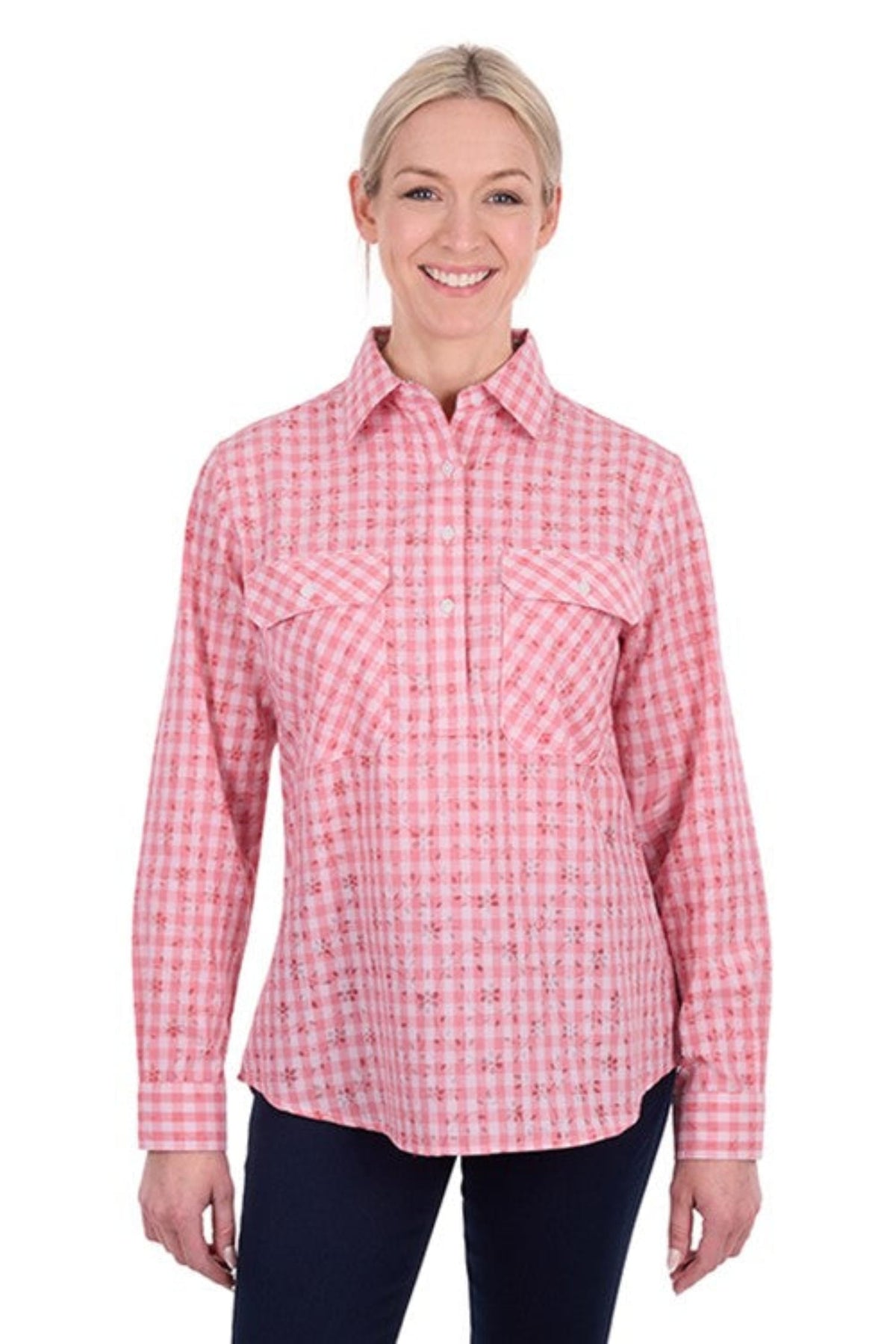 Hard Slog Womens Shirts 10 / Rose Pink Hard Slog Shirt Womens Raquel Half Button