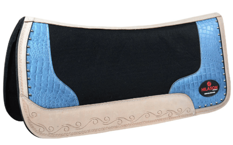 Hilason Saddle Pads Western 30x30in / Light Blue Hilason Saddle Pad Western Felt with Alligator Print