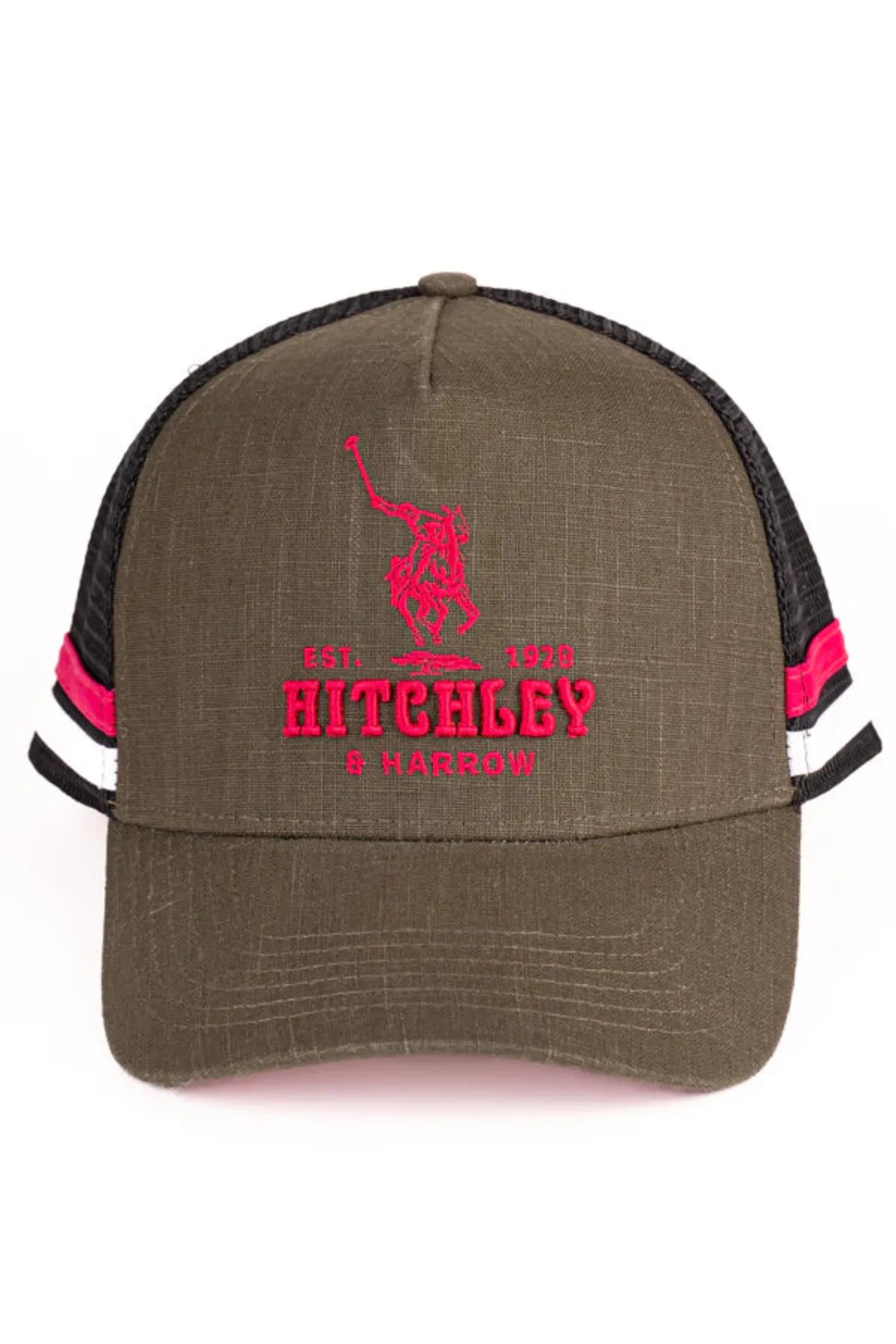 Hitchley and Harrow Caps Dark Olive/Black/Hot Pink Hitchley & Harrow Cap Trucker
