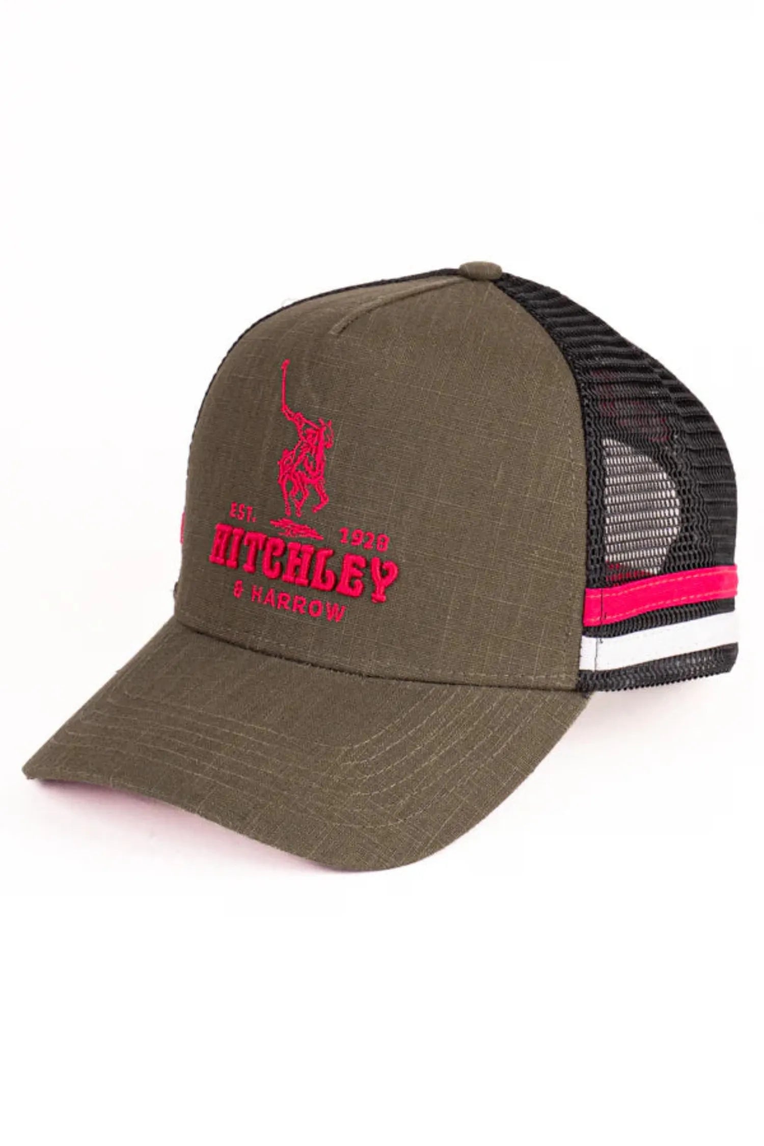 Hitchley and Harrow Caps Dark Olive/Black/Hot Pink Hitchley & Harrow Cap Trucker