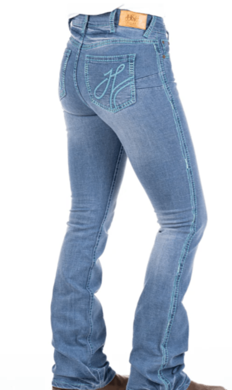 Hitchley and Harrow Womens Jeans 24x35 Hitchley & Harrow Jeans Womens Ultra High Rise Florence Turquoise Stitch