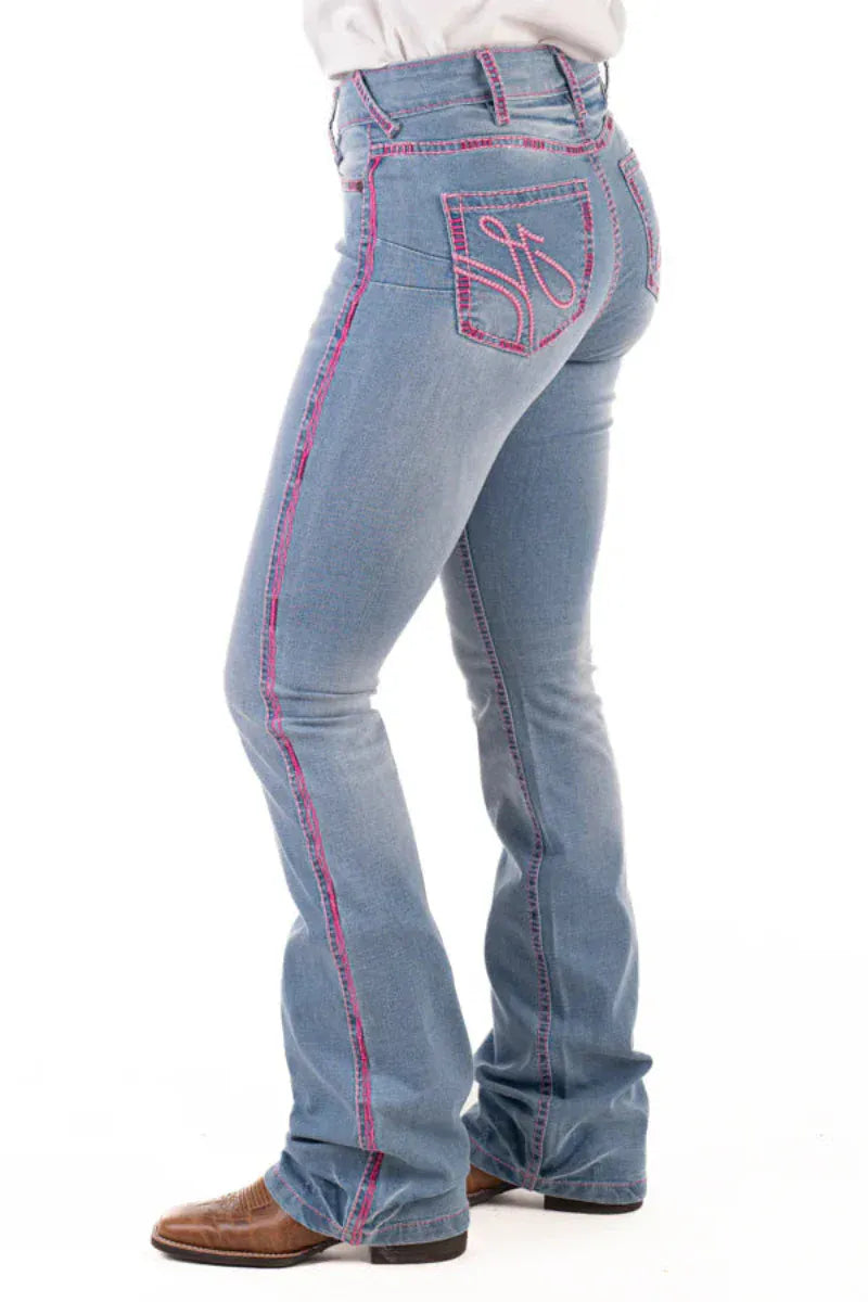 Hitchley and Harrow Womens Jeans 26x38 Hitchley & Harrow Jeans Womens Westham Ultra High Rise Metallic Pink Stitch