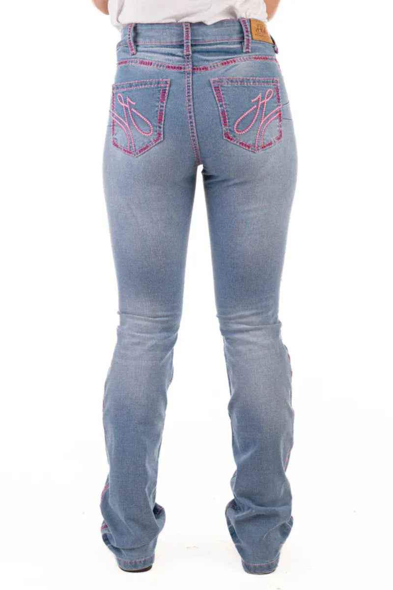 Hitchley and Harrow Womens Jeans 26x38 Hitchley & Harrow Jeans Womens Westham Ultra High Rise Metallic Pink Stitch