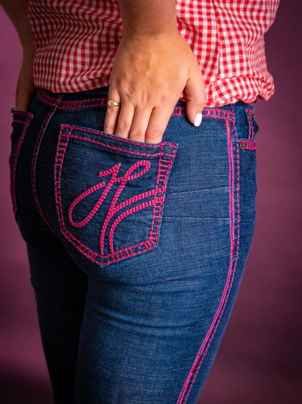 Hitchley and Harrow Womens Jeans Hitchley and Harrow Avondale Ultra High Rise Pink Stitch Jeans