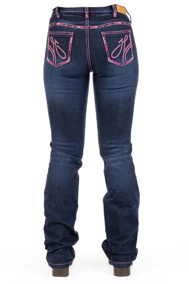 Hitchley and Harrow Womens Jeans Hitchley & Harrow Fairview High Rise Hot Pink Stitch Jeans