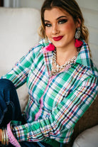 Hitchley and Harrow Womens Shirts 06 / Green/Pink Check Hitchley & Harrow Shirt Womens Fitted Ranch Range